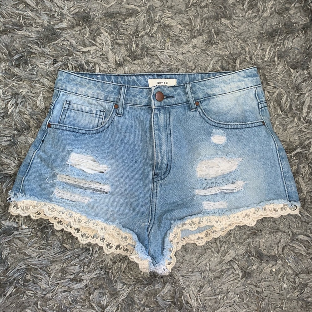Forever 21 Lacey Denim Shorts